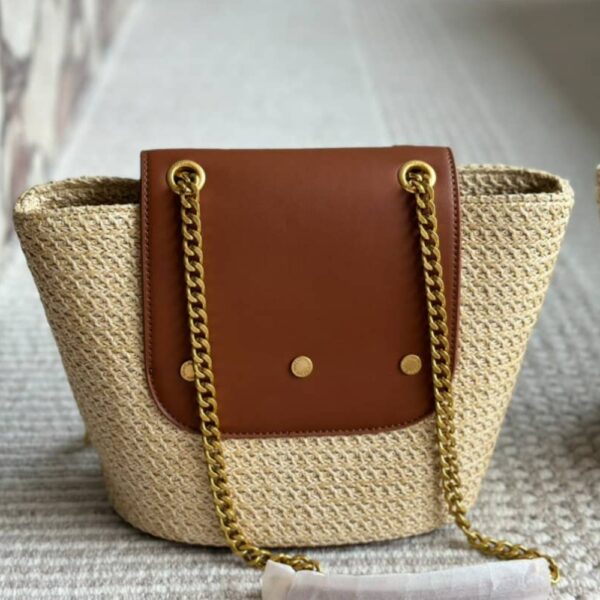 SAINT LAURENT MINI MANON IN RAFFIA AND AGED VEGETABLE TANNED LEATHER NATUREL 23CM 774269GAAED9051 - Image 4