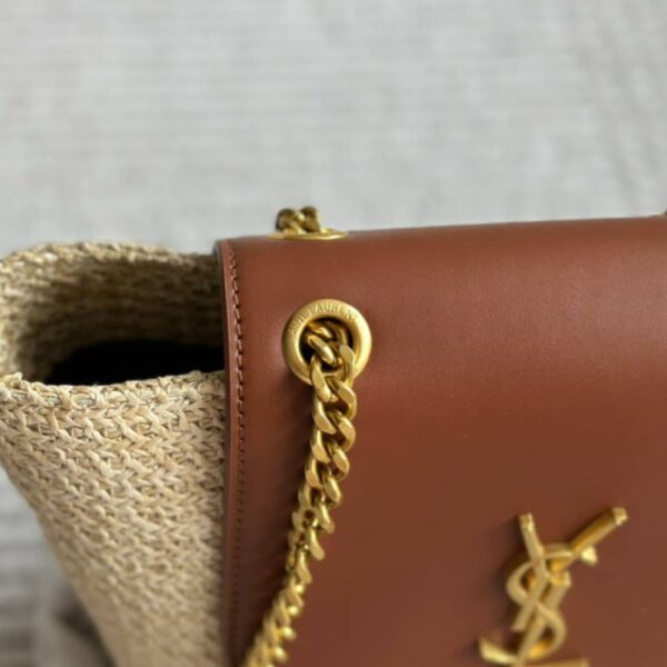 SAINT LAURENT MINI MANON IN RAFFIA AND AGED VEGETABLE TANNED LEATHER NATUREL 23CM 774269GAAED9051 - Image 5