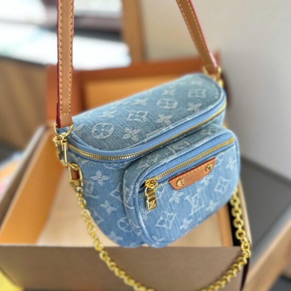 LOUIS VUITTON MINI BUMBAG MONOGRAM DENIM SKY BLUE 18CM M83353 - Image 2