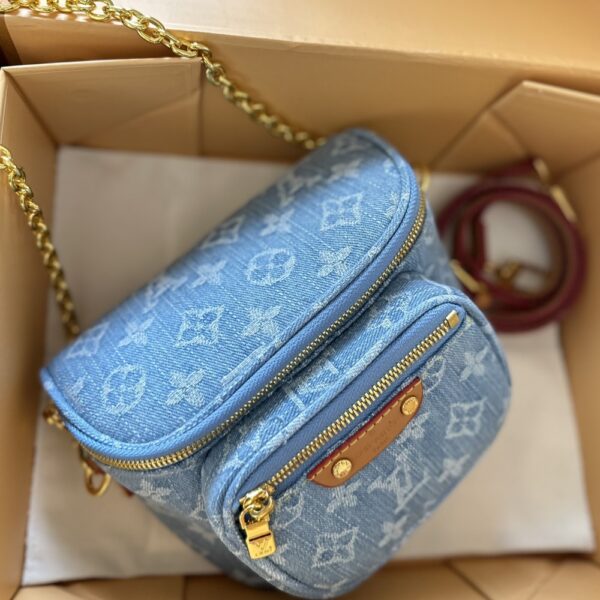 LOUIS VUITTON MINI BUMBAG MONOGRAM DENIM SKY BLUE 18CM M83353 - Image 5