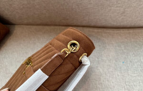 SAINT LAURENT ENVELOPE MEDIUM MATELASSÉ SUEDE SHOULDER BAG BROWN 24CM - Image 6