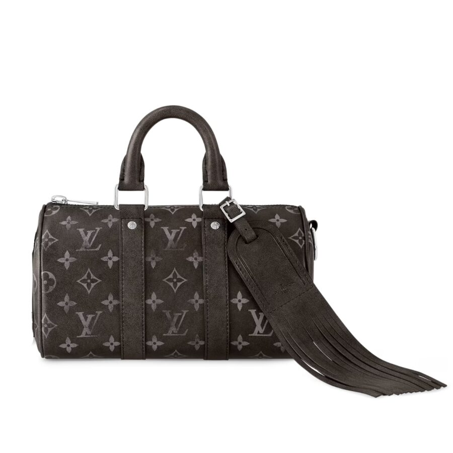 LOUIS VUITTON KEEPALL BANDOULIÈRE 25 BAG MONOGRAM BRUSHED BLACK 25CM M11595