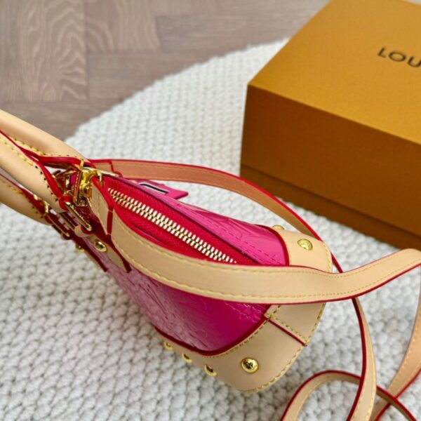 LOUIS VUITTON ALMA NANO MONOGRAM VERNIS EMBOSSED NEON PINK 18CM M90611 - Image 4