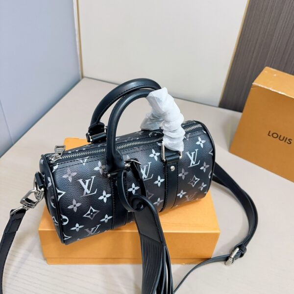 LOUIS VUITTON KEEPALL BANDOULIÈRE 25 BAG MONOGRAM BRUSHED COWHIDE BLACK 25CM M11595 - Image 7