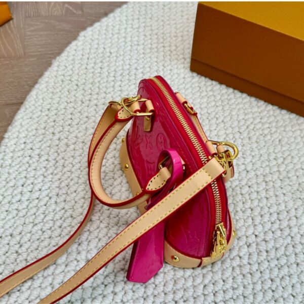 LOUIS VUITTON ALMA NANO MONOGRAM VERNIS EMBOSSED NEON PINK 18CM M90611 - Image 5