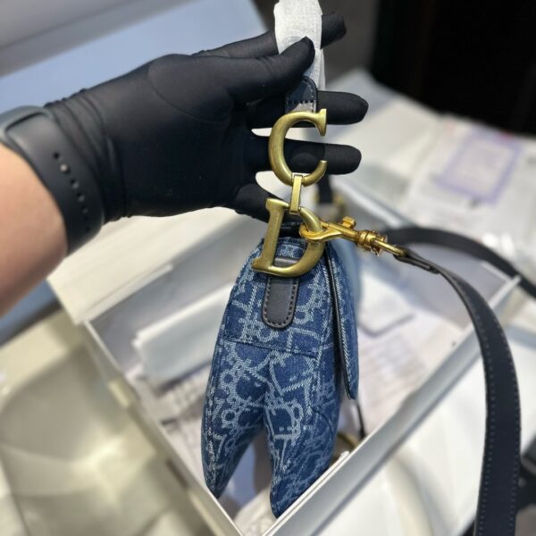 DIOR SADDLE BAG WITH STRAP OBLIQUE JACQUARD BLUE DENIM 25CM M0455CDCE M49E - Image 5