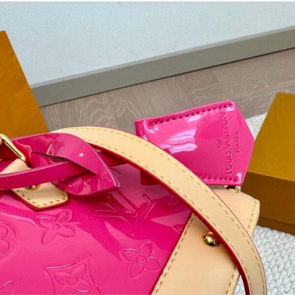 LOUIS VUITTON ALMA NANO MONOGRAM VERNIS EMBOSSED NEON PINK 18CM M90611 - Image 6