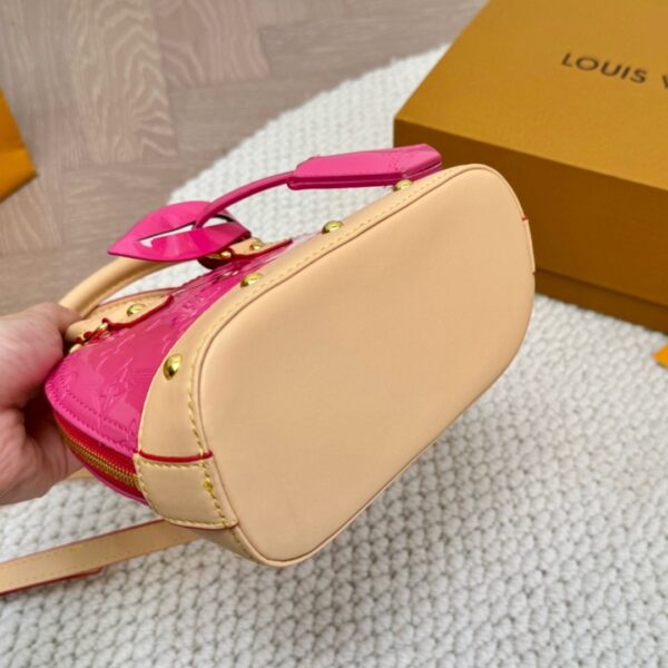 LOUIS VUITTON ALMA NANO MONOGRAM VERNIS EMBOSSED NEON PINK 18CM M90611 - Image 7