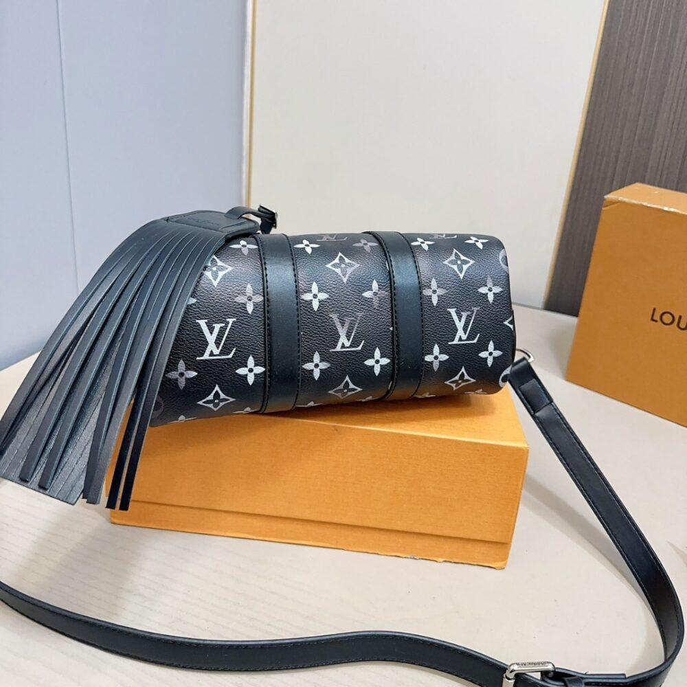 LOUIS VUITTON KEEPALL BANDOULIÈRE 25 BAG MONOGRAM BRUSHED BLACK 25CM M11595 - Image 3