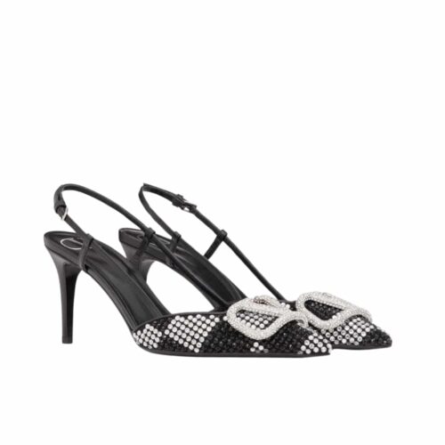 Valentino Vlogo Signature Slingback Pump Strap Crystal Black 3W0S0R01EWK ZRN