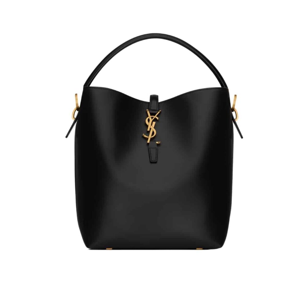 SAINT LAURENT LE 37 IN SHINY LEATHER BLACK 25CM 7428282R20W1000