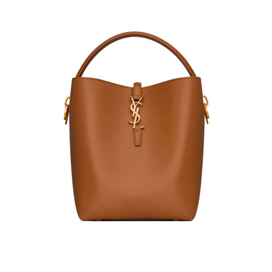 SAINT LAURENT LE 37 IN SHINY LEATHER BROWN 25CM