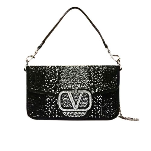 Valentino Loco Small Vlogo Shoulder Bag Black 20Cm