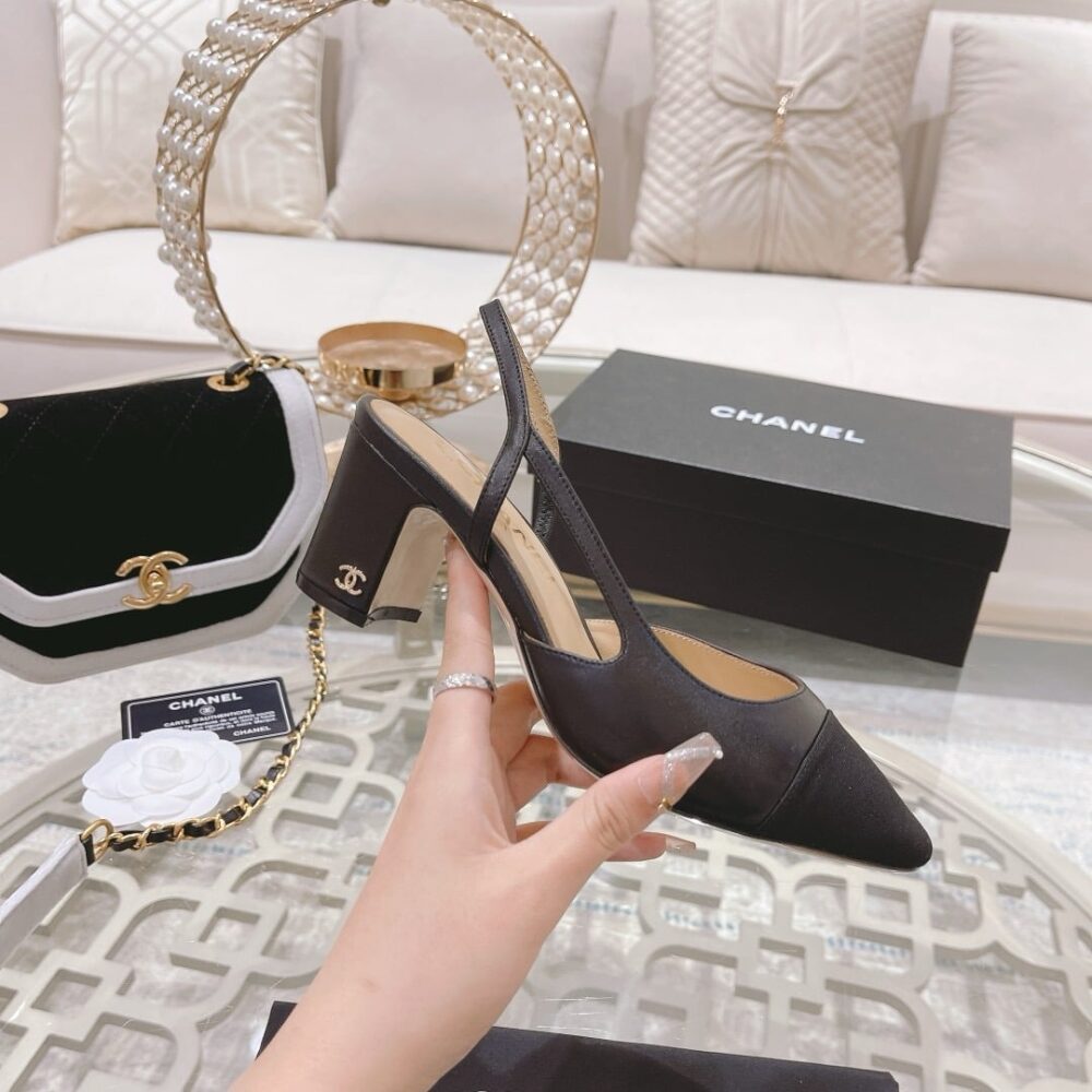 CHANEL SLINGBACKS GROSGRAIN BLACK G31318 Y50006 94305 - Image 4