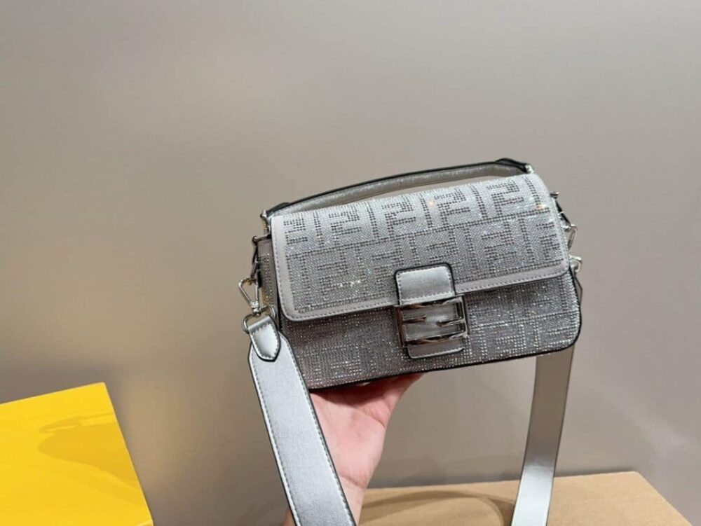 FENDI BAGUETTE SILVER CRYSTAL TRIM 25CM - Image 2