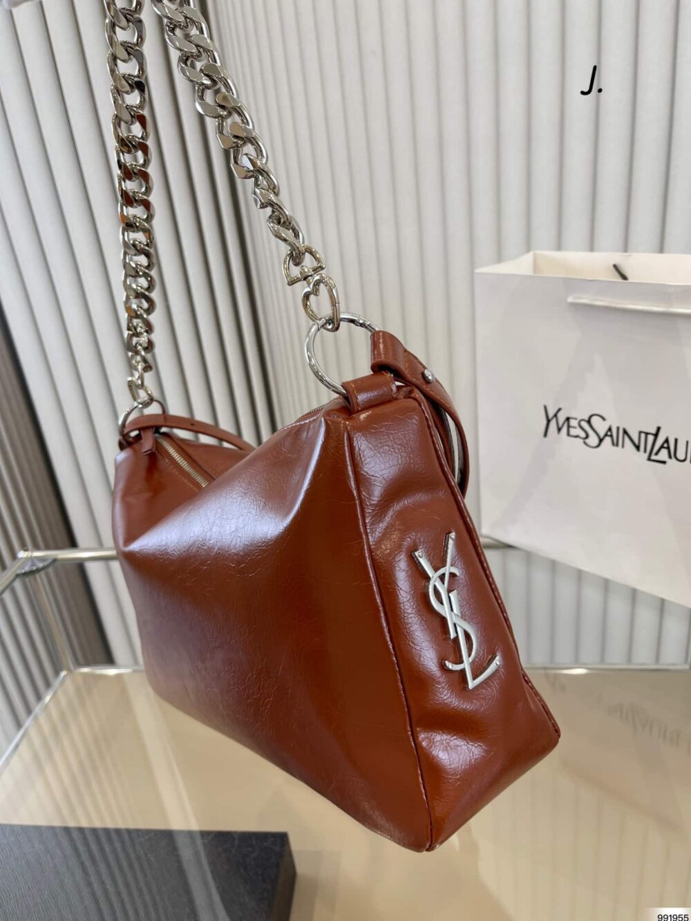SAINT LAURENT SMOOTH LEATHER MEDIUM PEDRO BAG BROWN - Image 2