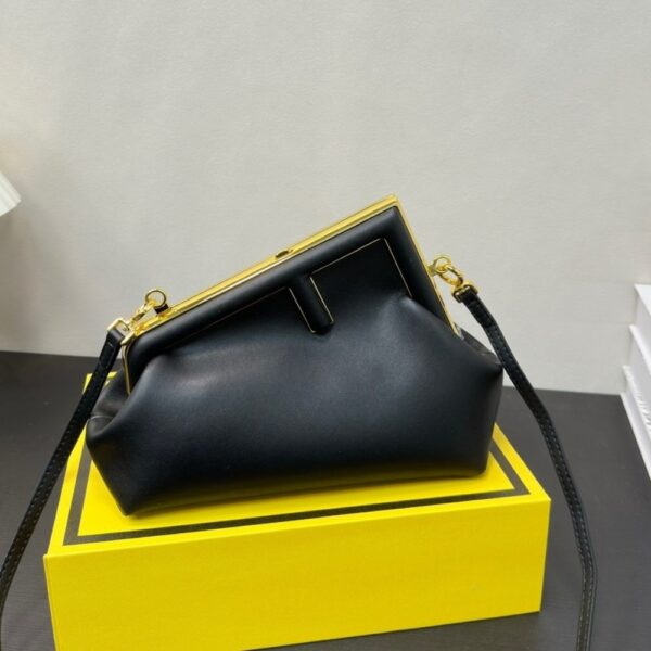 FENDI FIRST SMALL NAPPA LEATHER BAG BLACK 23CM 8BP129ABVEF0KUR - Image 2