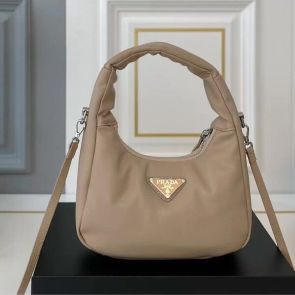 PRADA SOFT PADDED NAPPA LEATHER BAG BEIGE 21CM - Image 2
