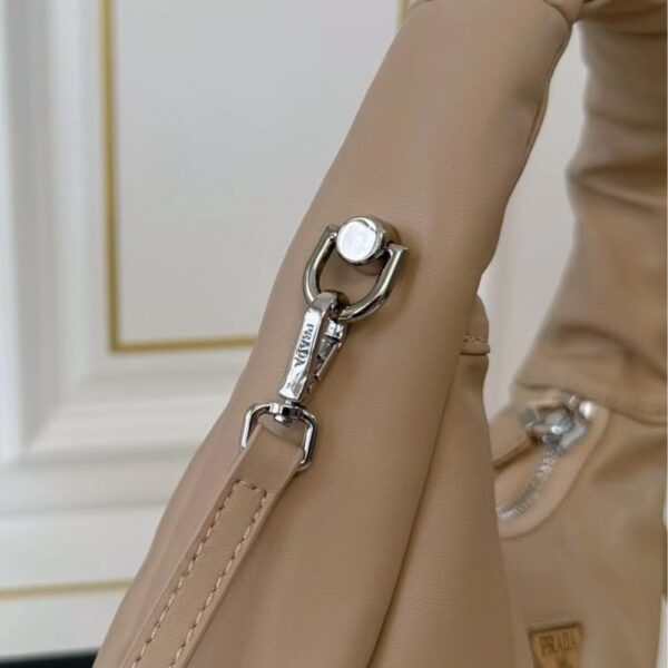 PRADA SOFT PADDED NAPPA LEATHER BAG BEIGE 21CM - Image 4