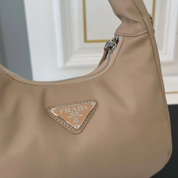 PRADA SOFT PADDED NAPPA LEATHER BAG BEIGE 21CM - Image 5