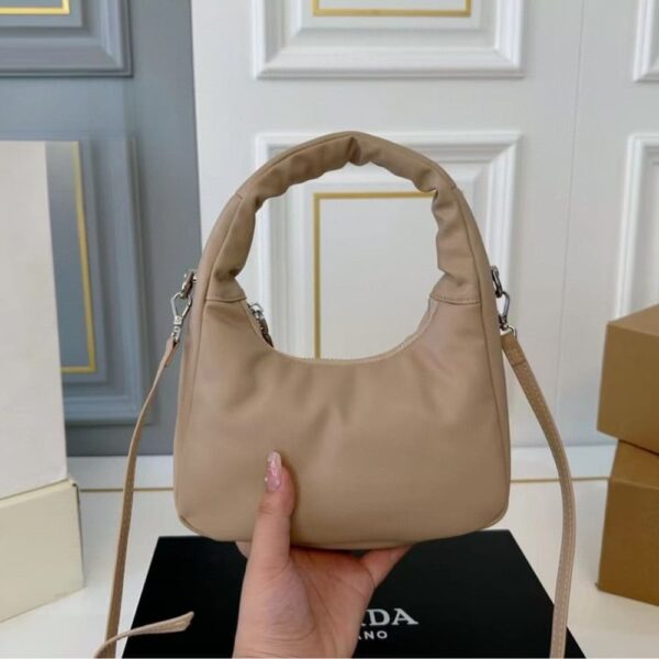 PRADA SOFT PADDED NAPPA LEATHER BAG BEIGE 21CM - Image 7