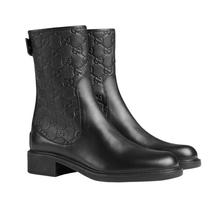 GUCCI WOMEN'S GUCCISSIMA ANKLE BOOTS BLACK 323550 A9L20 1000