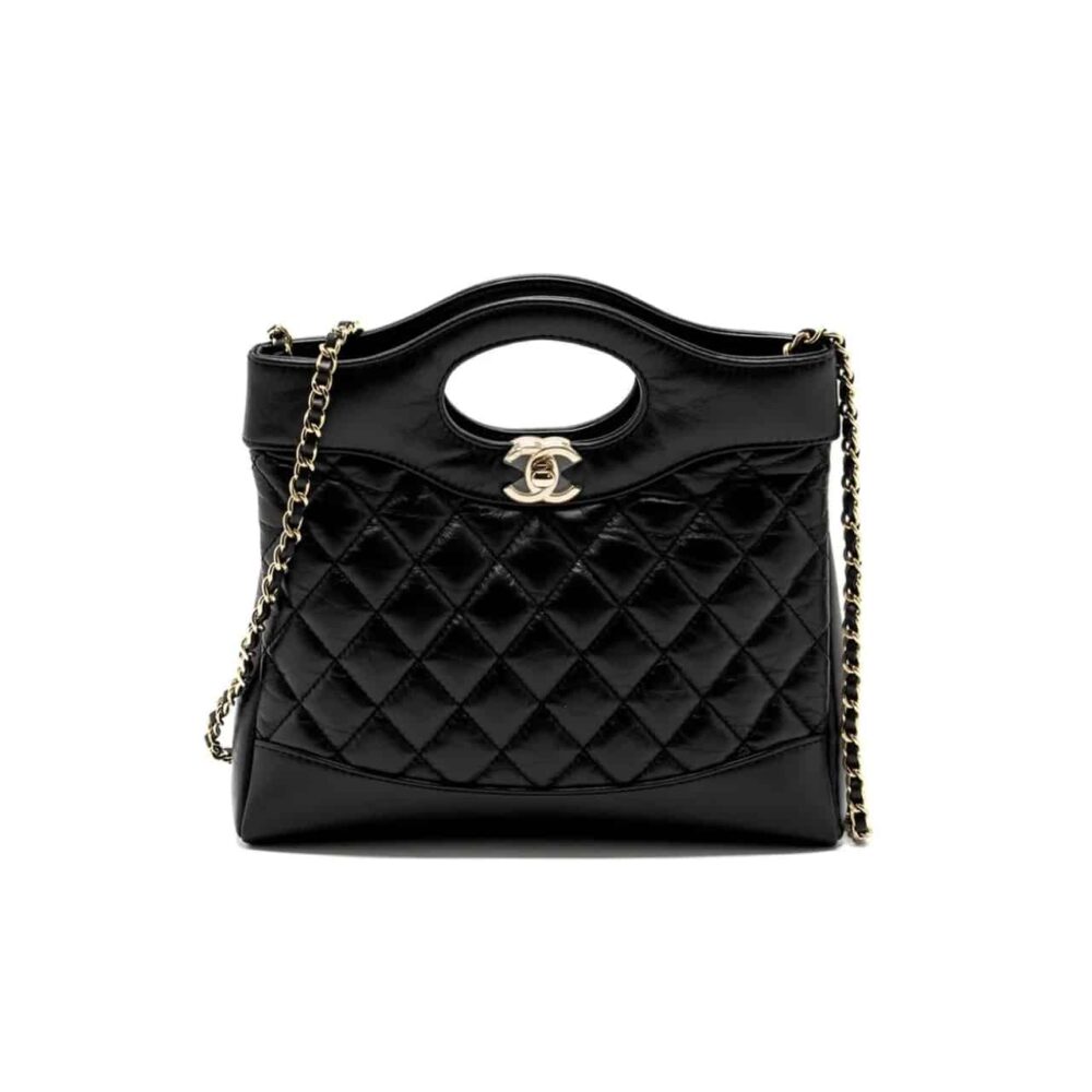 CHANEL 31 BAG LEATHER BLACK 24CM