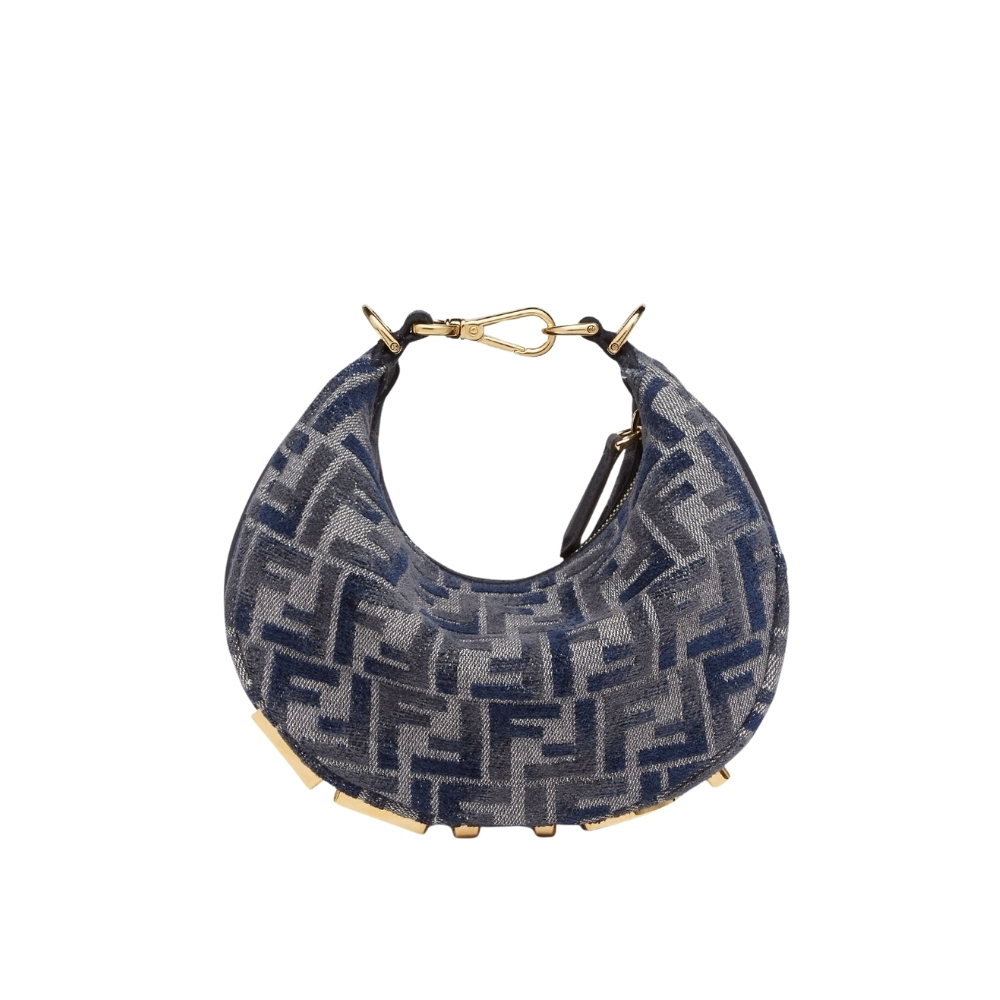 Fendi Fendigraphy Mini Bag Blue Chenille 20Cm 8BS081ASU0F1PQM