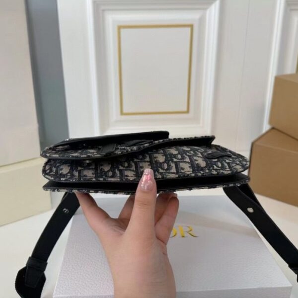 DIOR OBLIQUE CANVAS AND LEATHER SADDLE POUCH BAG BLACK 23CM - Image 9