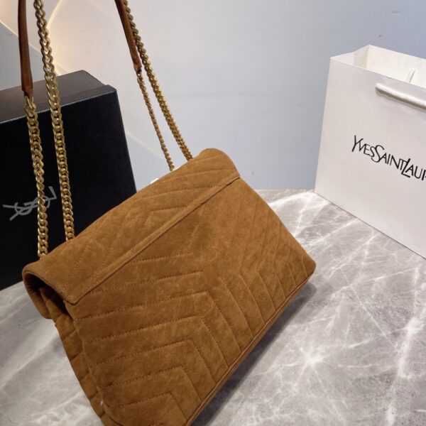 SAINT LAURENT CINNAMON LOULOU LARGE CHAIN BAG IN SUEDE BROWN 31CM - Image 3