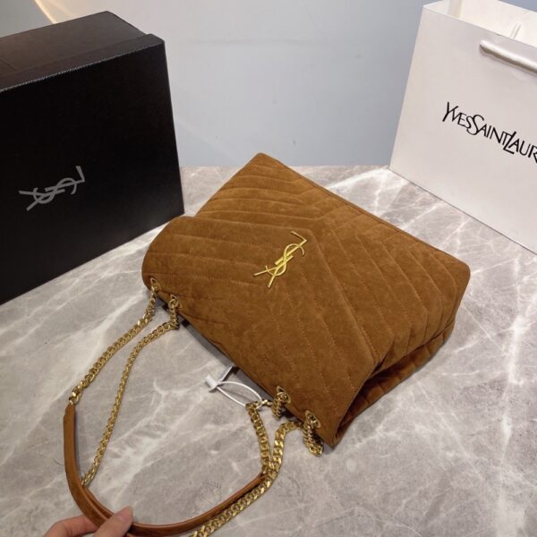 SAINT LAURENT CINNAMON LOULOU LARGE CHAIN BAG IN SUEDE BROWN 31CM - Image 4