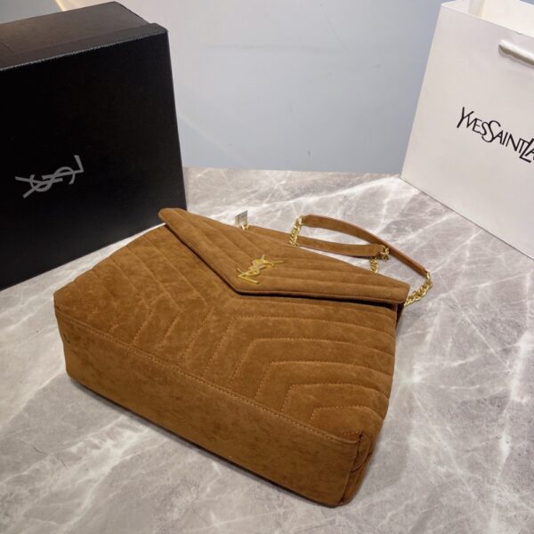 SAINT LAURENT CINNAMON LOULOU LARGE CHAIN BAG IN SUEDE BROWN 31CM - Image 6