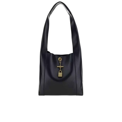 Saint Laurent Leather Shoulder Bag With Padlock Detail Black 27Cm