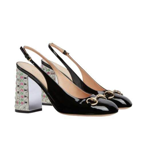 Gucci Women's Horsebit Pump With Crystals Black 795984 Bnc00 1000