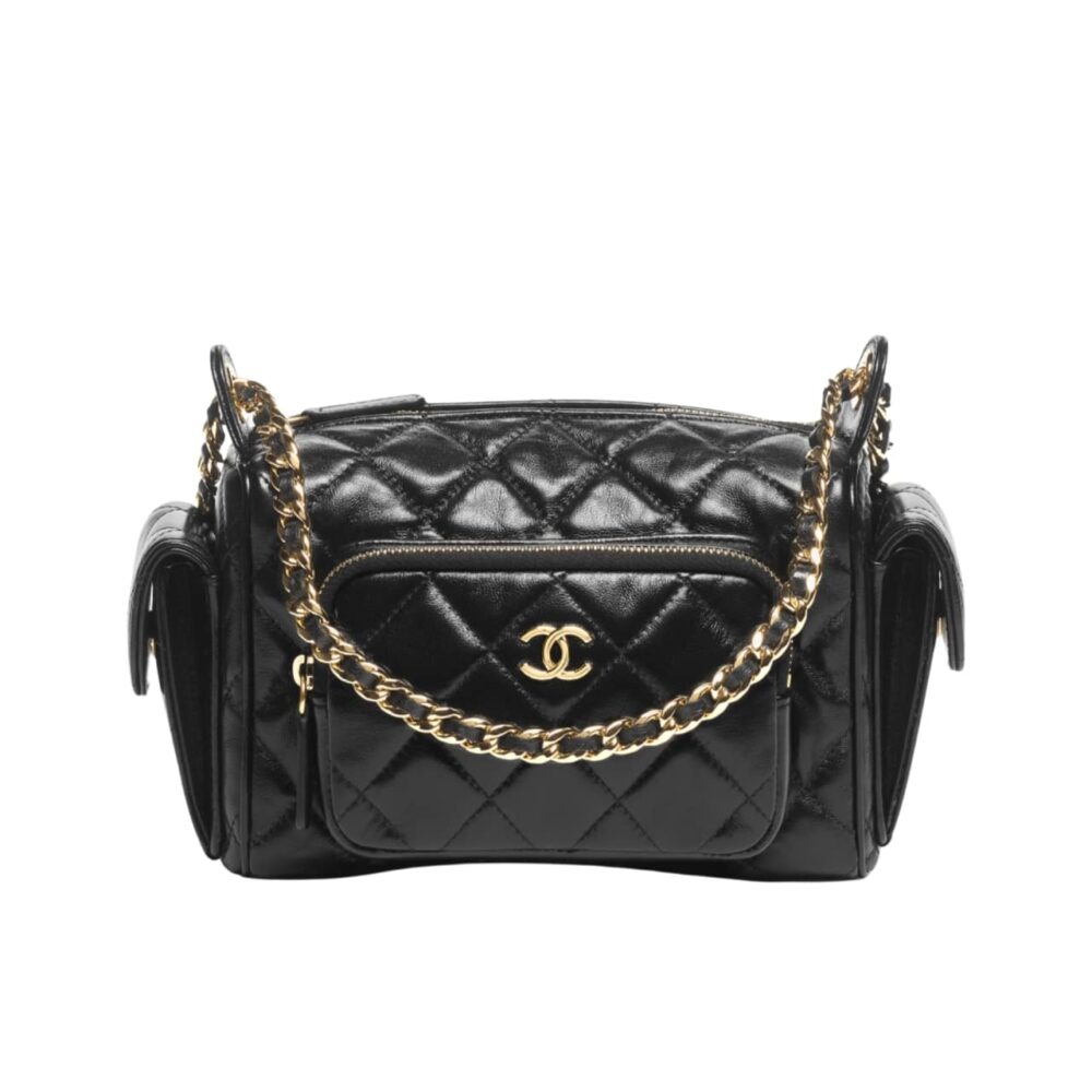 CHANEL SMALL CAMERA CASE BAG BLACK 23CM AS5220 B18234 94305