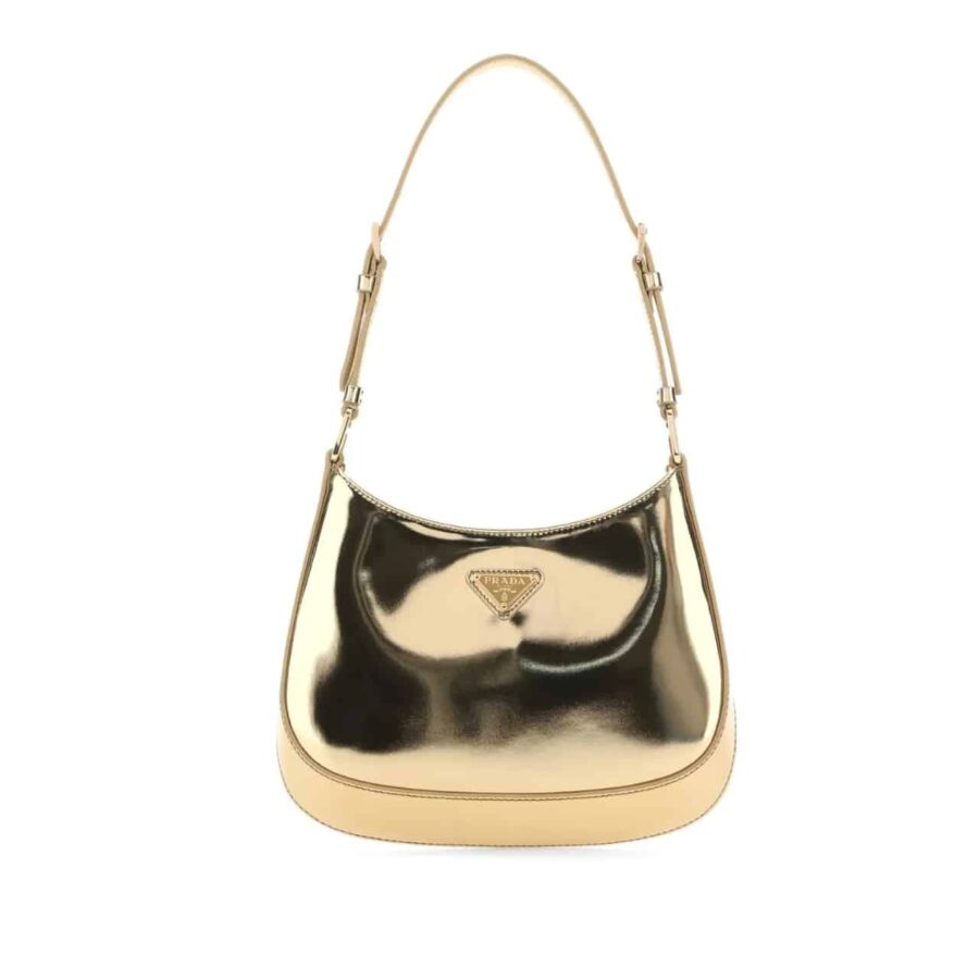 PRADA CLEO PATENT LEATHER BAG GOLD 27CM