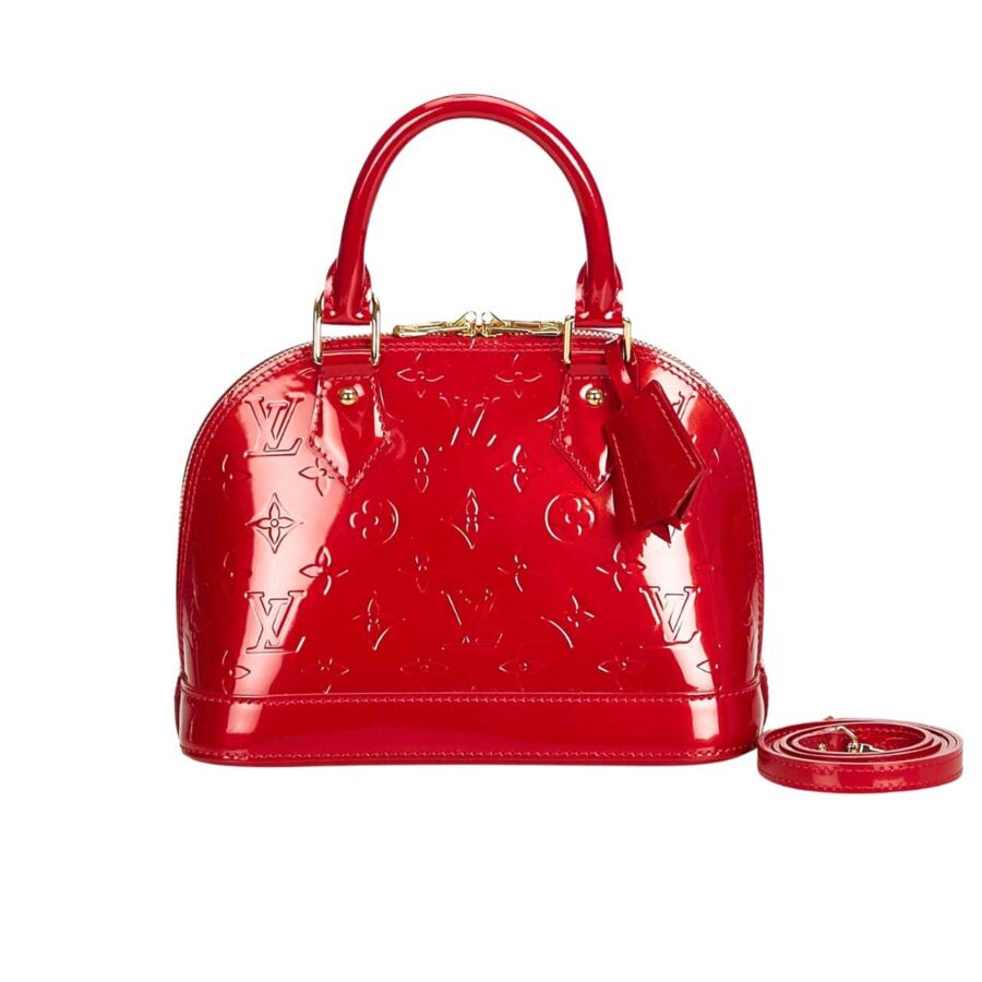 LOUIS VUITTON ALMA BB MONOGRAM VERNIS LEATHER RED 23CM