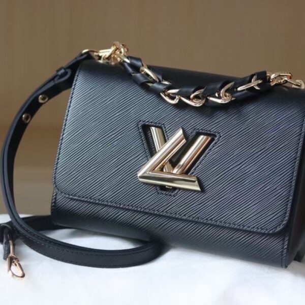 LOUIS VUITTON LV TWIST MM LEATHER HANDBAG BLACK 23CM - Image 2