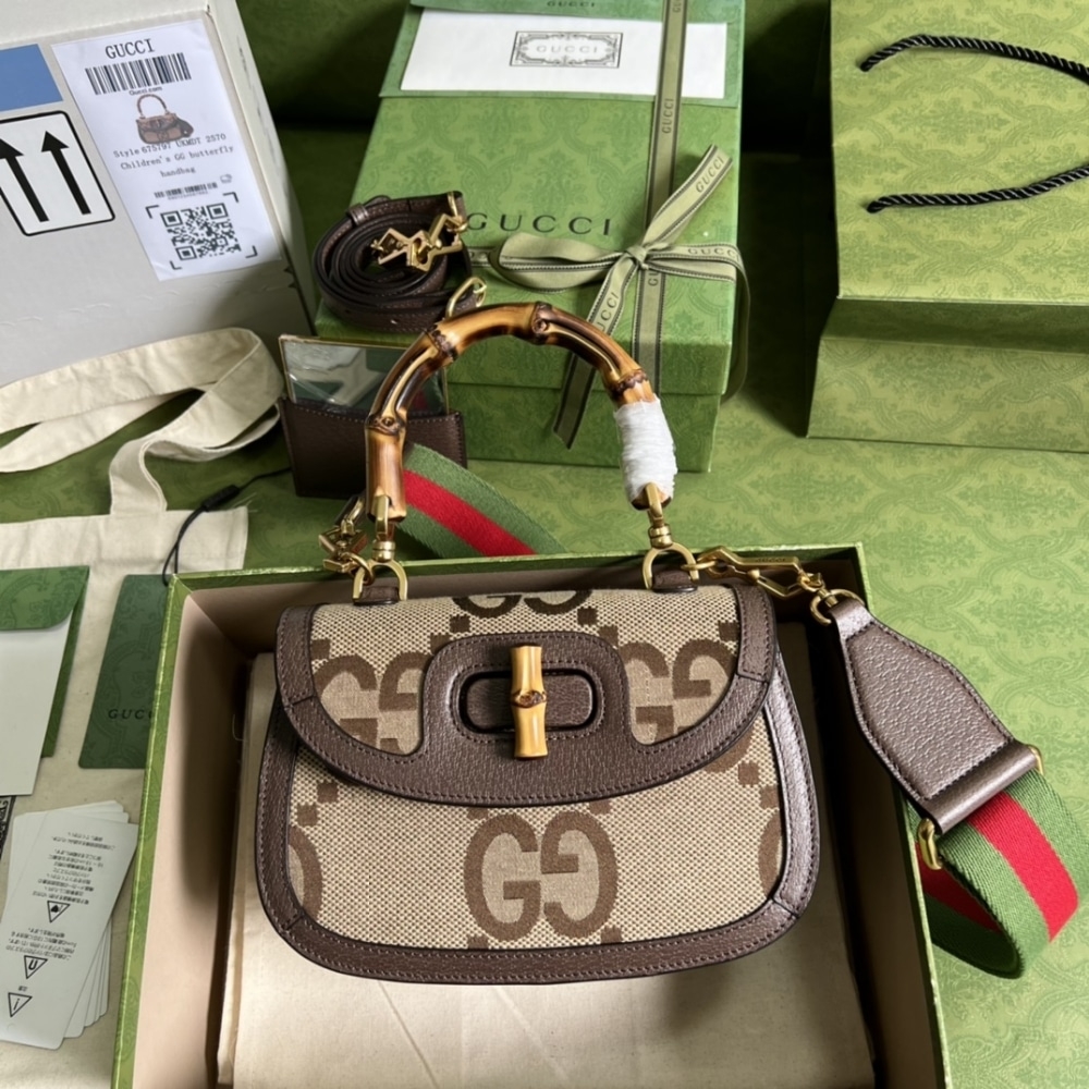 GUCCI BAMBOO 1947 JUMBO GG SMALL TOP HANDLE BAG 18CM - Image 2
