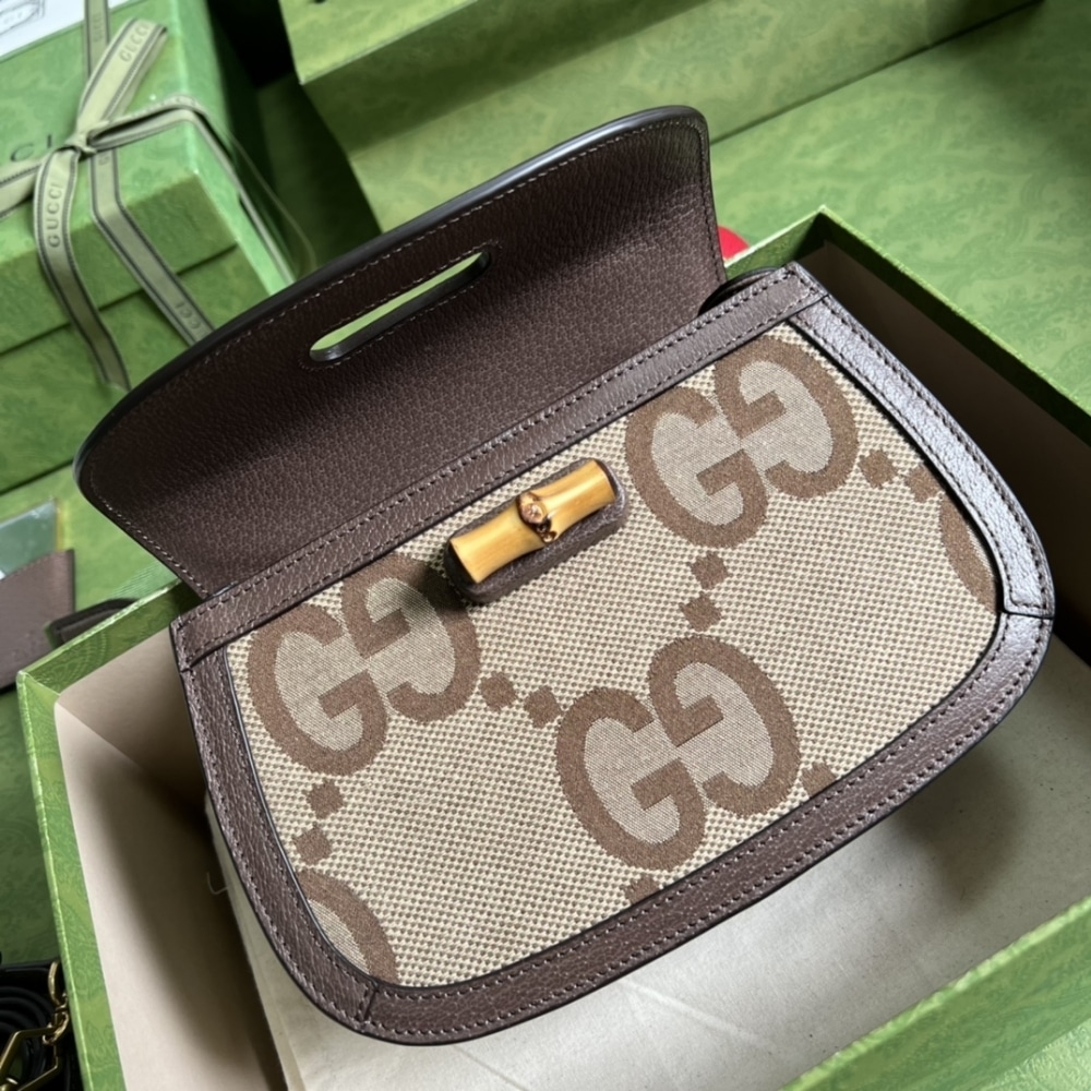 GUCCI BAMBOO 1947 JUMBO GG SMALL TOP HANDLE BAG 18CM - Image 4
