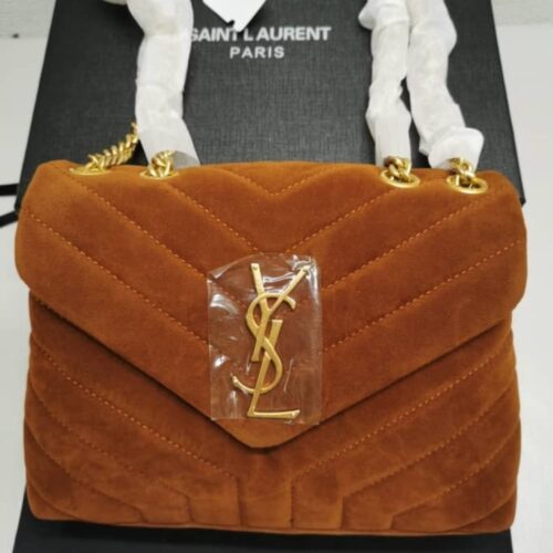 Alternative view of Saint Laurent Cinnamon Loulou Small Chain Bag In Suede Brown 23Cm