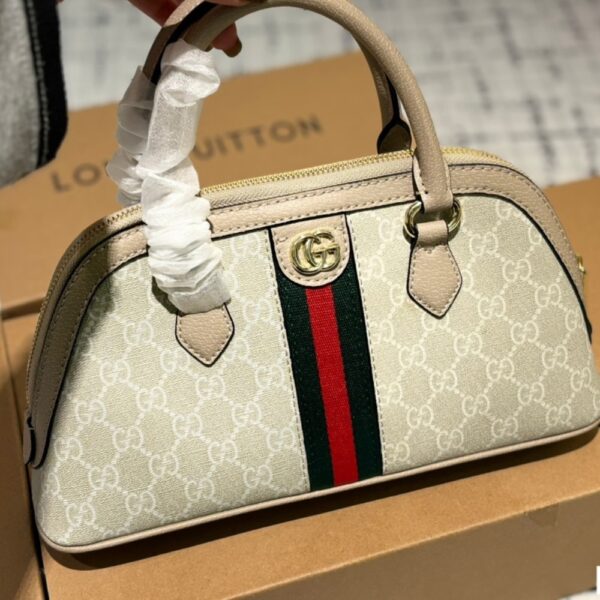 GUCCI OPHIDIA SMALL TOP HANDLE BAG BEIGE AND WHITE 30CM - Image 2