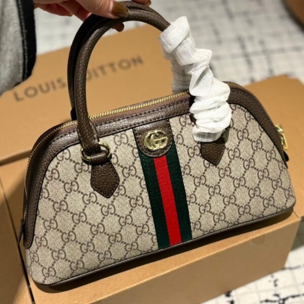 GUCCI OPHIDIA SMALL TOP HANDLE BAG BEIGE AND EBONY 30CM - Image 2