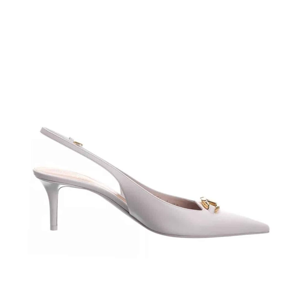 VALENTINO THE BOLD EDITION VLOGO LEATHER SLINGBACK PUMP 60MM IN IVORY