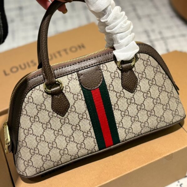 GUCCI OPHIDIA SMALL TOP HANDLE BAG BEIGE AND EBONY 30CM - Image 5
