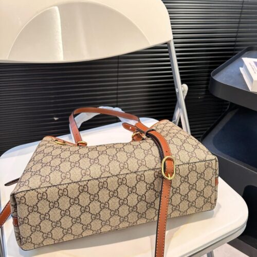 Alternative view of Gucci Gg Emblem Small Tote Bag Beige And Dark Brown 31Cm