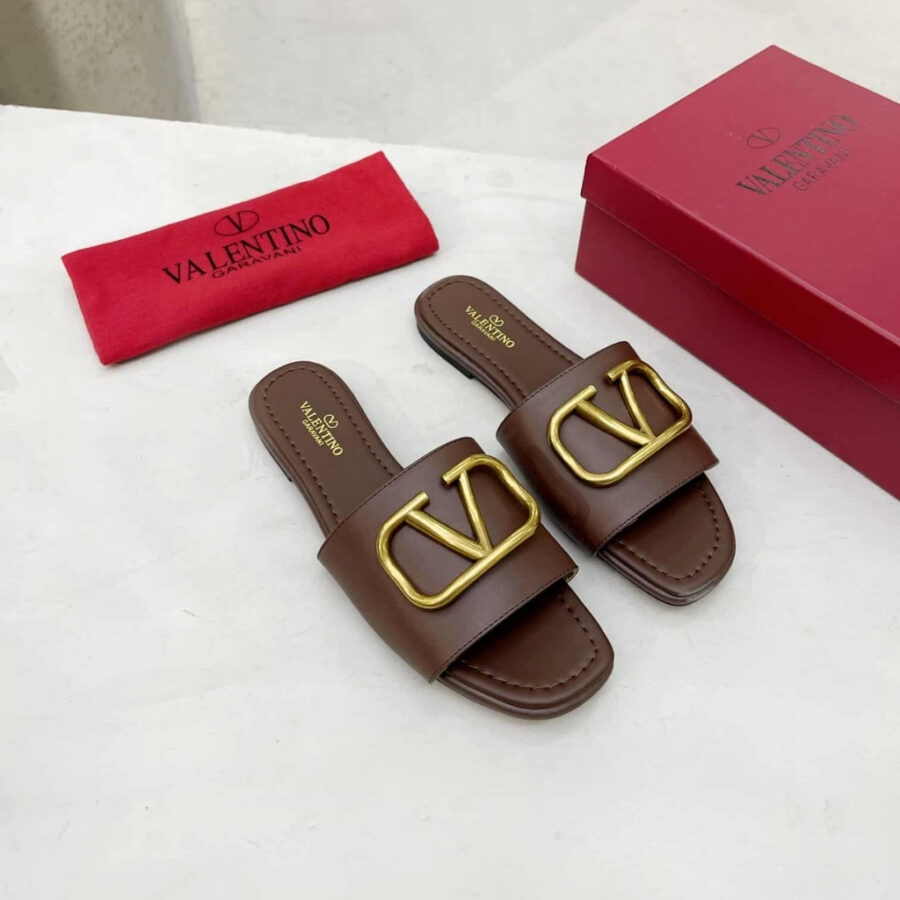 Alternative view of Valentino Garavani Vlogo Signature Slide Sandal Brown 6W2S0BD5DSH HG5