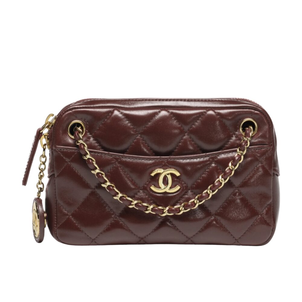 CHANEL MINI CAMERA CASE DARK BROWN 18CM AS5190 B18306 NZV43