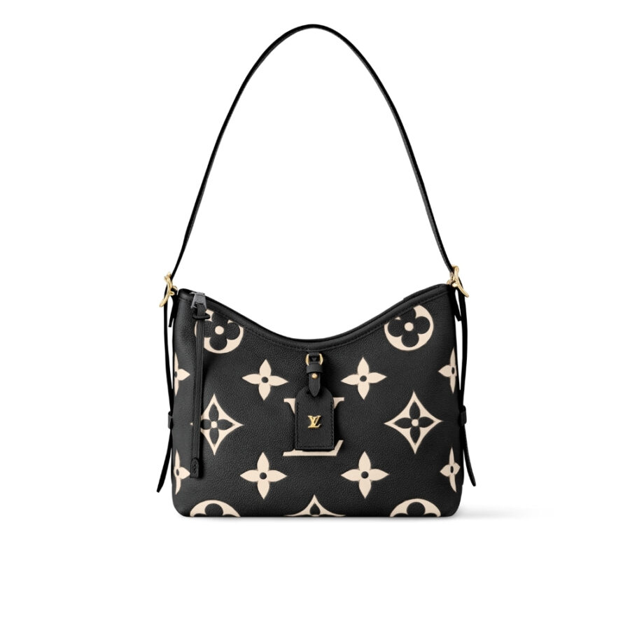 LOUIS VUITTON CARRYALL PM BICOLOR MONOGRAM EMPREINTE BLACK BEIGE 29CM