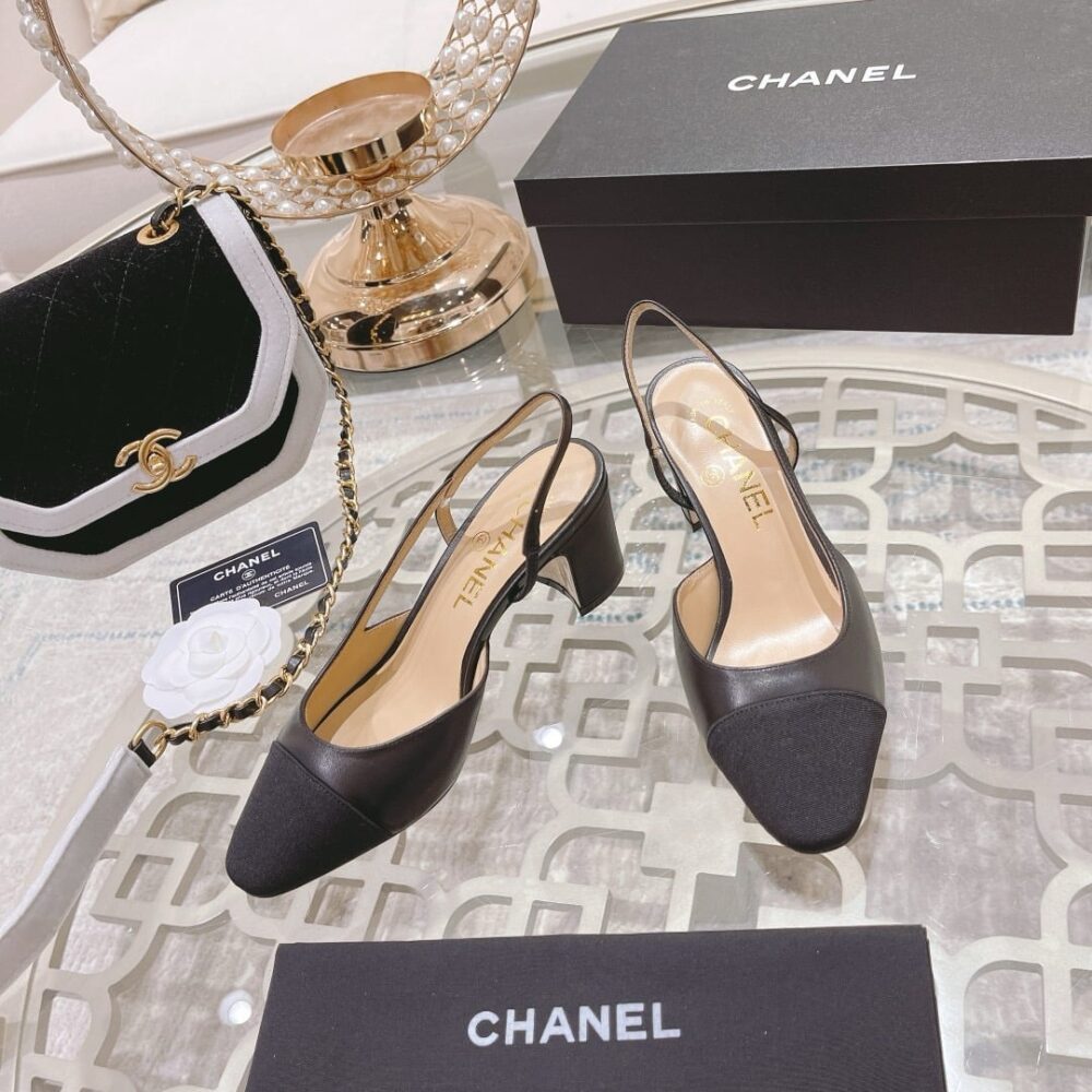 CHANEL SLINGBACKS GROSGRAIN BLACK G31318 Y50006 94305 - Image 9